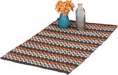 Relaxdays vloerkleed - boho-stijl - tapijt - zigzag - handgeweven - chill mat - katoen - 80 x 50 cm