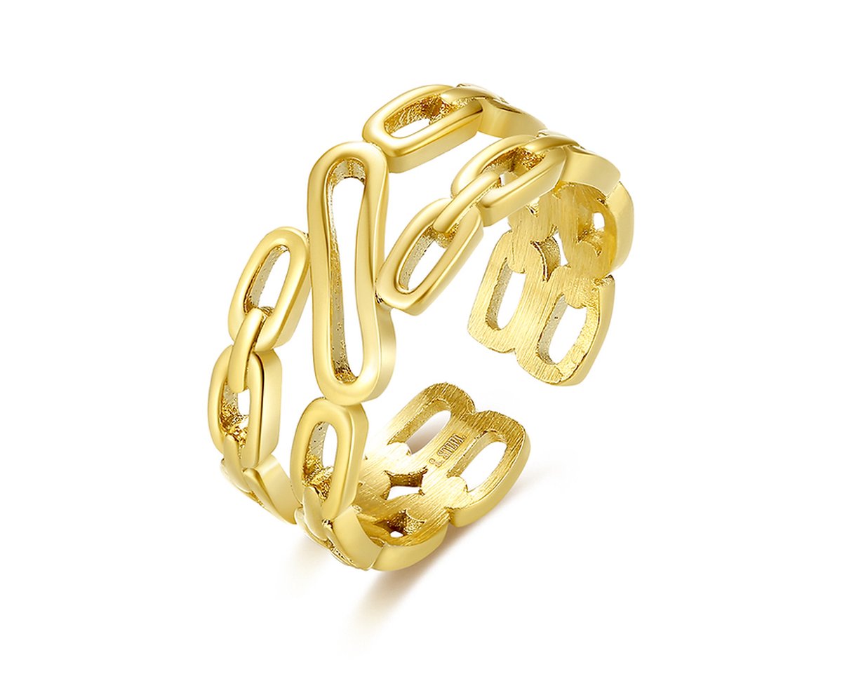 Ring dames verstelbaar - Roman style - Multimaatring Roma 18k goud verguld - met geschenkverpakking van Sophie Siero - Sieraden voor vrouwen