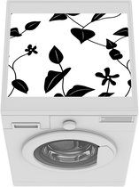 Wasmachine beschermer mat - Planten - Bloem - Zwart Wit - Design - Breedte 55 cm x hoogte 45 cm