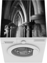 Wasmachine beschermer mat - Abdij bogen in Mont Saint-Michel in het zwart-wit - Breedte 60 cm x hoogte 60 cm
