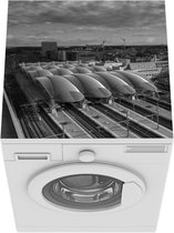 Wasmachine beschermer mat - België - Zwart - Wit - Trein - Breedte 60 cm x hoogte 60 cm