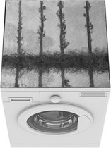 Wasmachine beschermer mat - Four trees in zwart wit - Schilderij van Claude Monet - Breedte 60 cm x hoogte 60 cm