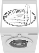 Wasmachine beschermer mat - Santa Cruz illustratie van een surfer - zwart wit - Breedte 55 cm x hoogte 45 cm