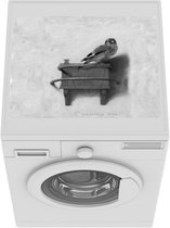 Wasmachine beschermer mat - Puttertje - Oude Meester - Carel Fabritius - zwart wit - Breedte 55 cm x hoogte 45 cm