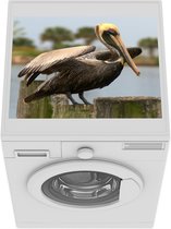 Wasmachine beschermer mat - Pelikaan - Paal - Water - Breedte 55 cm x hoogte 45 cm
