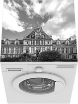 Wasmachine beschermer mat - Afbeelding van het stadhuis van het Belgische Brussel - zwart wit - Breedte 60 cm x hoogte 60 cm