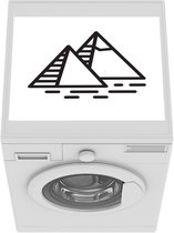 Wasmachine beschermer mat - Illustratie van de piramides van Gizeh in zwart-wit - Breedte 55 cm x hoogte 45 cm