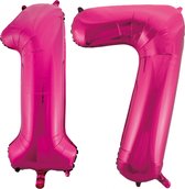 Folie cijfer ballonnen  pink roze 17.