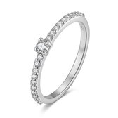 Twice As Nice Ring in zilver, 1 zirkonia, 3 mm, kleine zirkonia  54