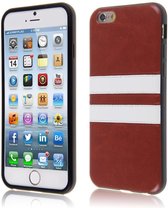 Peachy Leather Stripe Cover iPhone 6 6s - Bruin TPU hoesje witte strepen