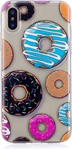 Peachy Donut hoesje gebak TPU case iPhone X XS - Kleurrijk Transparant