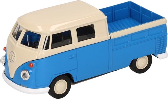 Welly Speelgoed Volkswagen modelauto - T1 pick up - blauw - schaal 1:36 - schaalmodel