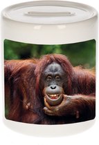 Dieren gekke orangoetan foto spaarpot 9 cm jongens en meisjes - Cadeau spaarpotten gekke orangoetan apen liefhebber