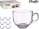 Vivalto set van 6  XXL Koffie/theeglazen  transparant 47 cl