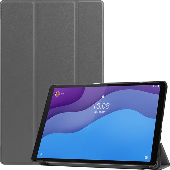 Case2go - Tablet hoes & Screenprotector geschikt voor Lenovo Tab M10 (TB-X306F) - 10.1 Inch - Auto Wake/Sleep functie - Grijs