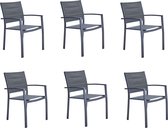 Set - Lot de 6 chaises de jardin ORION BETA II avec accoudoirs - 6 fauteuils de jardin - Empilables - Chaises de terrasse - Chaises de Chaises de salle à manger - Aluminium - Textilène - Anthracite
