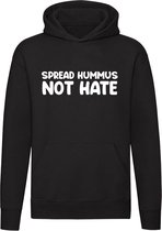 Spread Hummus not Hate Hoodie | restaurant | lunchroom | vegetarier | broodje | Unisex | Trui | Sweater | Hoodie | Capuchon | Zwart