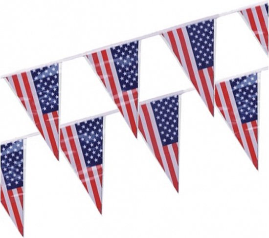 West Zonnig nep Amerika vlaggenlijn/punt vlaggetjes - 400 cm - USA slingers / versiering  van plastic... | bol.com