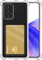 Samsung A33 Hoesje Met Pasjeshouder - Samsung Galaxy A33 Pasjeshouder Card Case Transparant - Samsung A33 Shock Case Pashouder - Transparant