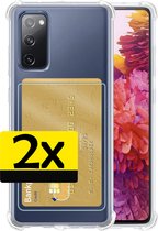 Samsung S20FE Hoesje Met Pasjeshouder - Samsung Galaxy S20FE Pasjeshouder Card Case Transparant - Samsung S20FE Shock Case Pashouder Transparant - 2 Stuks