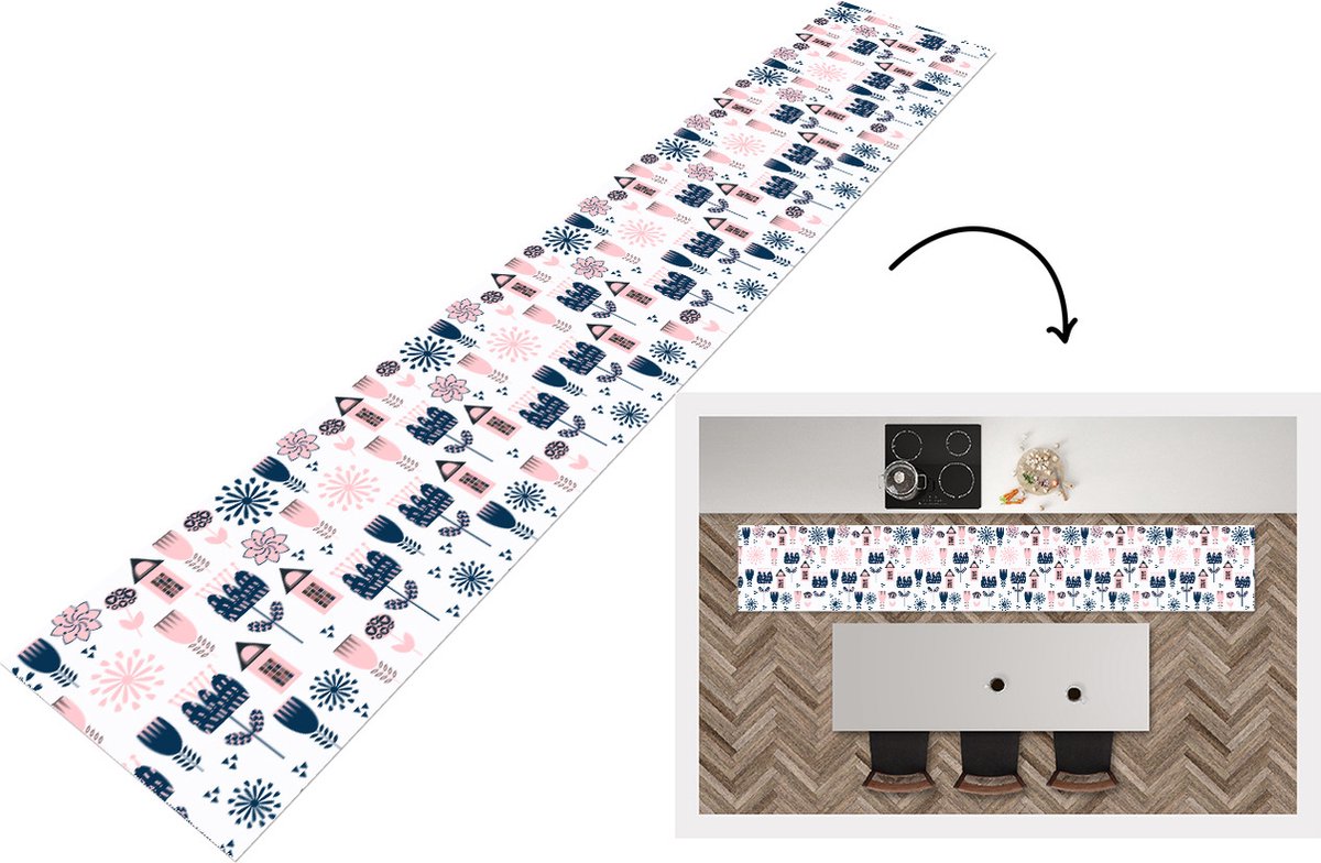 KitchenYeah Keukenloper - Keukenmat - Patroon - Pastel - Scandinavië - Keuken vloerkleed Multicolor
