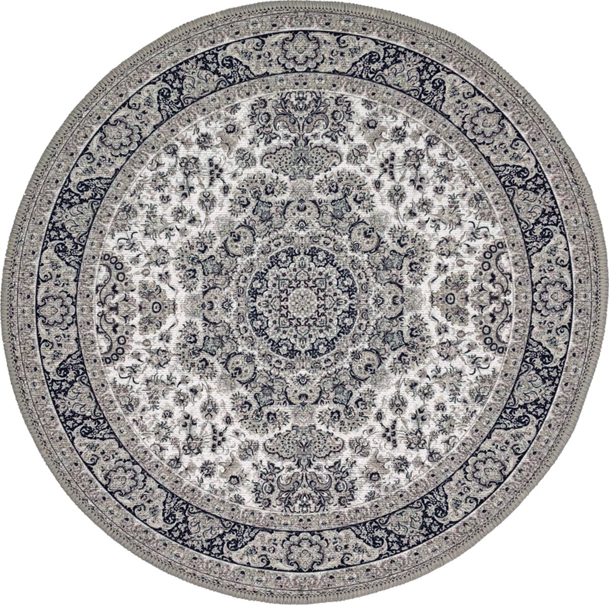 Lavandoux - Placemat - Tapijt - Vintage - Mogador - Crème/Zwart - Ø41 cm - 4 stuks