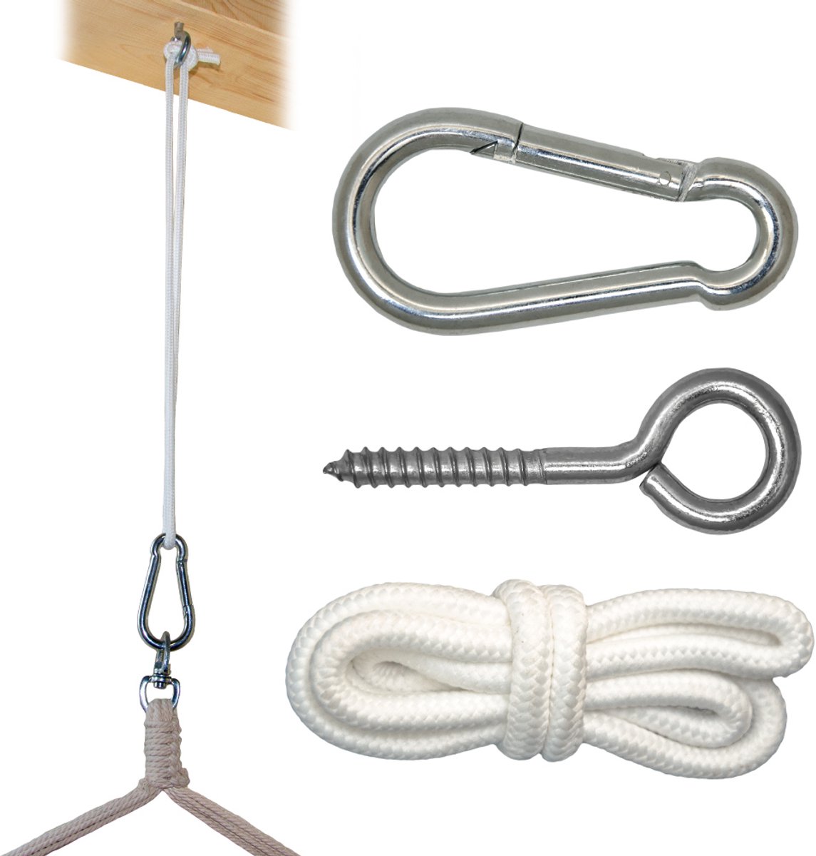 Metalen Ophangset tot 160kg - massieve Bevestiging Set voor Hangstoel Hangmat - Plafond Wand Montage