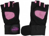 Fitness handschoen legend mesh zwart/roze maat L