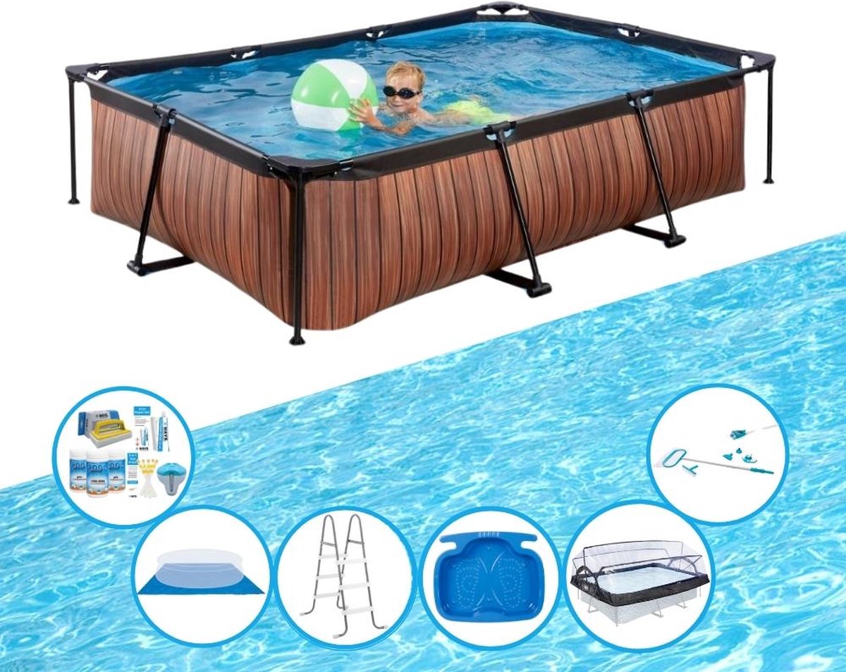 EXIT Zwembad Timber Style - 300x200x65 cm - Frame Pool - Zwembadset