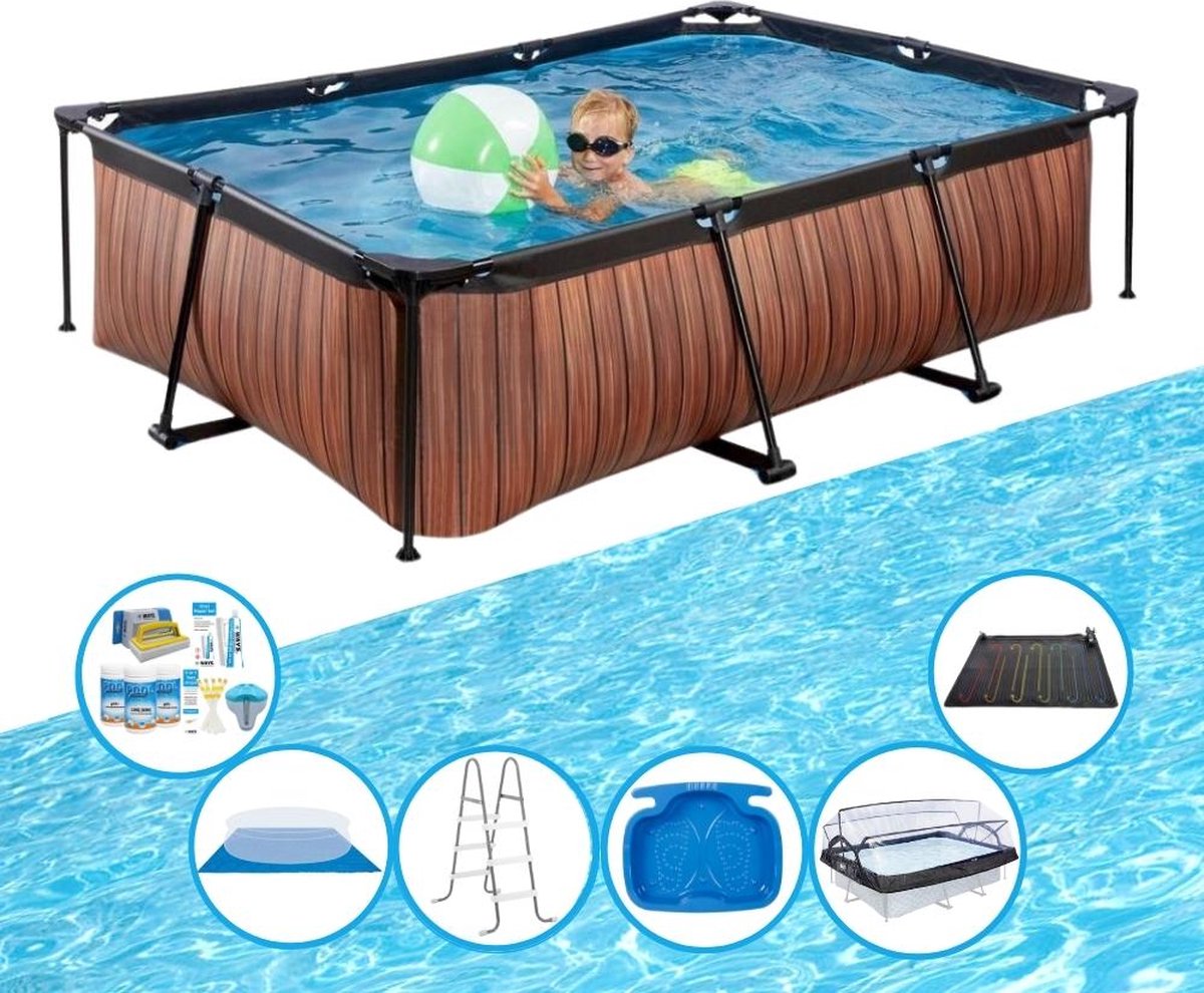 EXIT Zwembad Timber Style - 220x150x60 cm - Frame Pool - Inclusief toebehoren