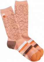 sokken Little Cat katoen oranje/bruin/wit one-size
