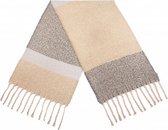 sjaal Blokken dames 180 x 50 cm polyester grijs/wit/beige