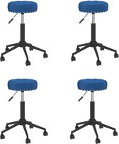 vidaXL Eetkamerstoelen draaibaar 4 st fluweel blauw