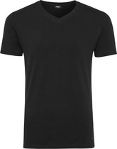 T-Shirt V-Neck Rubber Patch Mannen - Zwart - Maat L