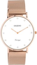 OOZOO Vintage series - Rosé gouden horloge met rosé gouden metalen mesh armband - C20238 - Ø40