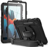 Samsung Galaxy Tab S7 Hoes met ingebouwde Screenprotector | Inclusief Handriem en Schouderriem | Extreme bescherming | Ideaal voor zakelijk gebruik
