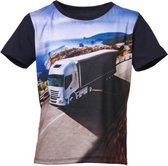 Jongens shirt korte mouwen marine met vrachtwagen | Maat 116/ 6Y