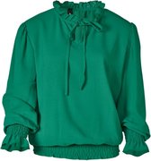 Dames top lm ruffle met strik - groen | Maat S (valt als XS)