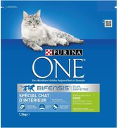 PURINA ONE Kroketten met granen en volkoren - voor volwassen katten voor binnen - 1,5 kg