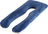 Body Pillow - Speciaal voor vrouwen tot 1,70 cm  Zwangerschapskussen - Velvet Marine Blauw - Meerdere varianten zwangerschapskussens - Zijslaapkussen - 120x60cm