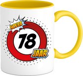 78 Jaar Verkeersbord Mok met tekst | Grappig Verjaardag Beker Cadeau | Bedrukte Koffie en Thee Mokken | Zwart | 330 ML