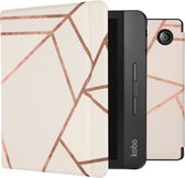 Hoesje geschikt voor Kobo Libra H2O E-reader - iMoshion Design Slim Hard Case Bookcase - White Graphic