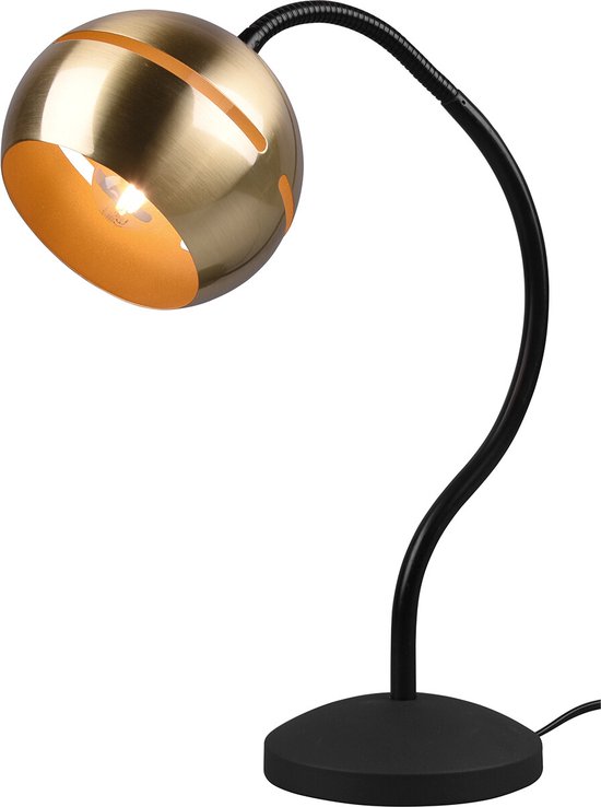 LED Bureaulamp - Torna Flatina - E14 Fitting - Dimbaar - Flexibele Arm - Rond - Mat Zwart/Goud - Aluminium LED Bureaulamp - Torna Flatina - E14 Fitting - Dimbaar - Flexibele Arm - Rond - Mat Zwart/Goud - Aluminium