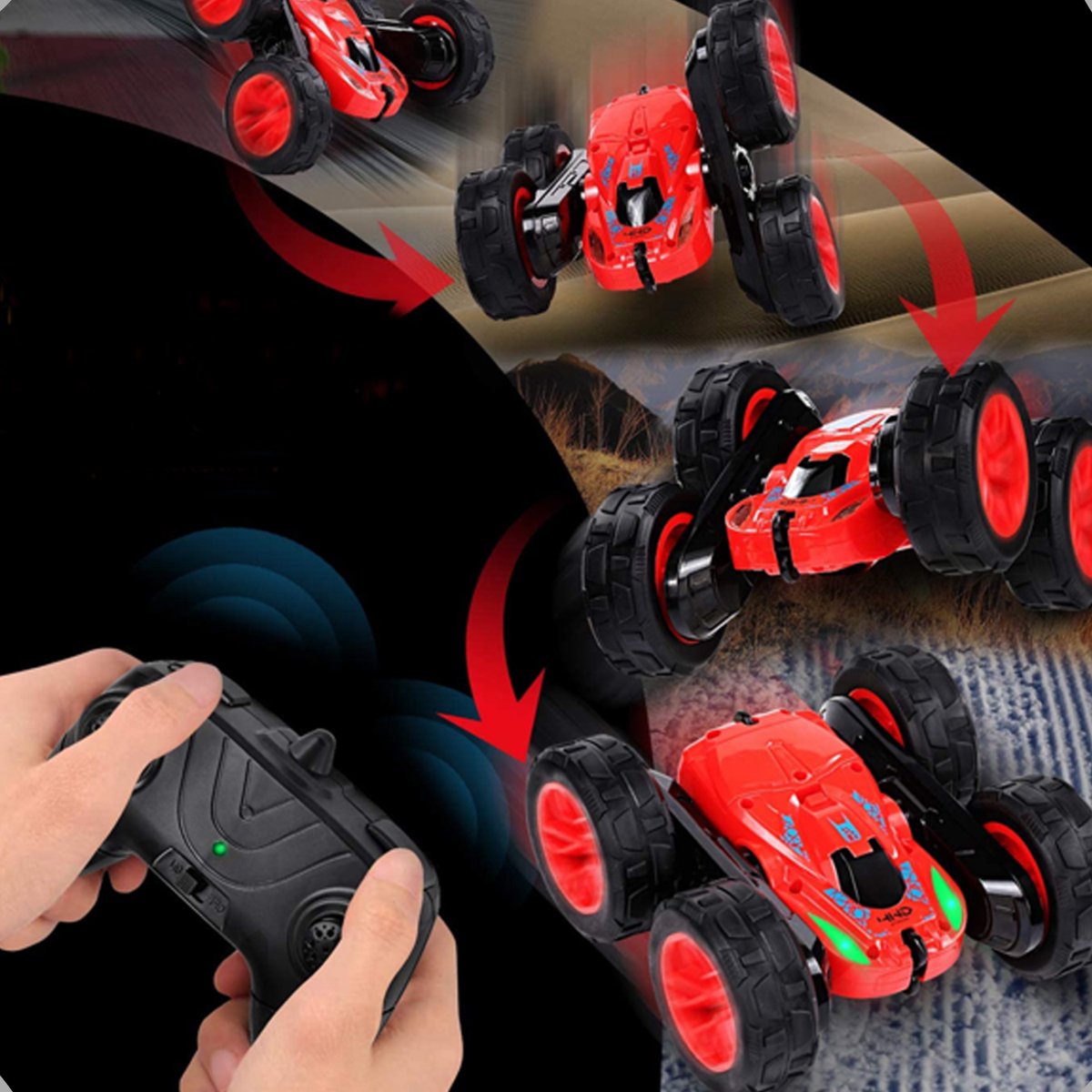 HyperWheels - Bestuurbare Auto voor Jongens - Speelgoed Stuntauto voor Binnen of Buiten - Rood met Zwart - incl. 2 accu's — afbeelding 3