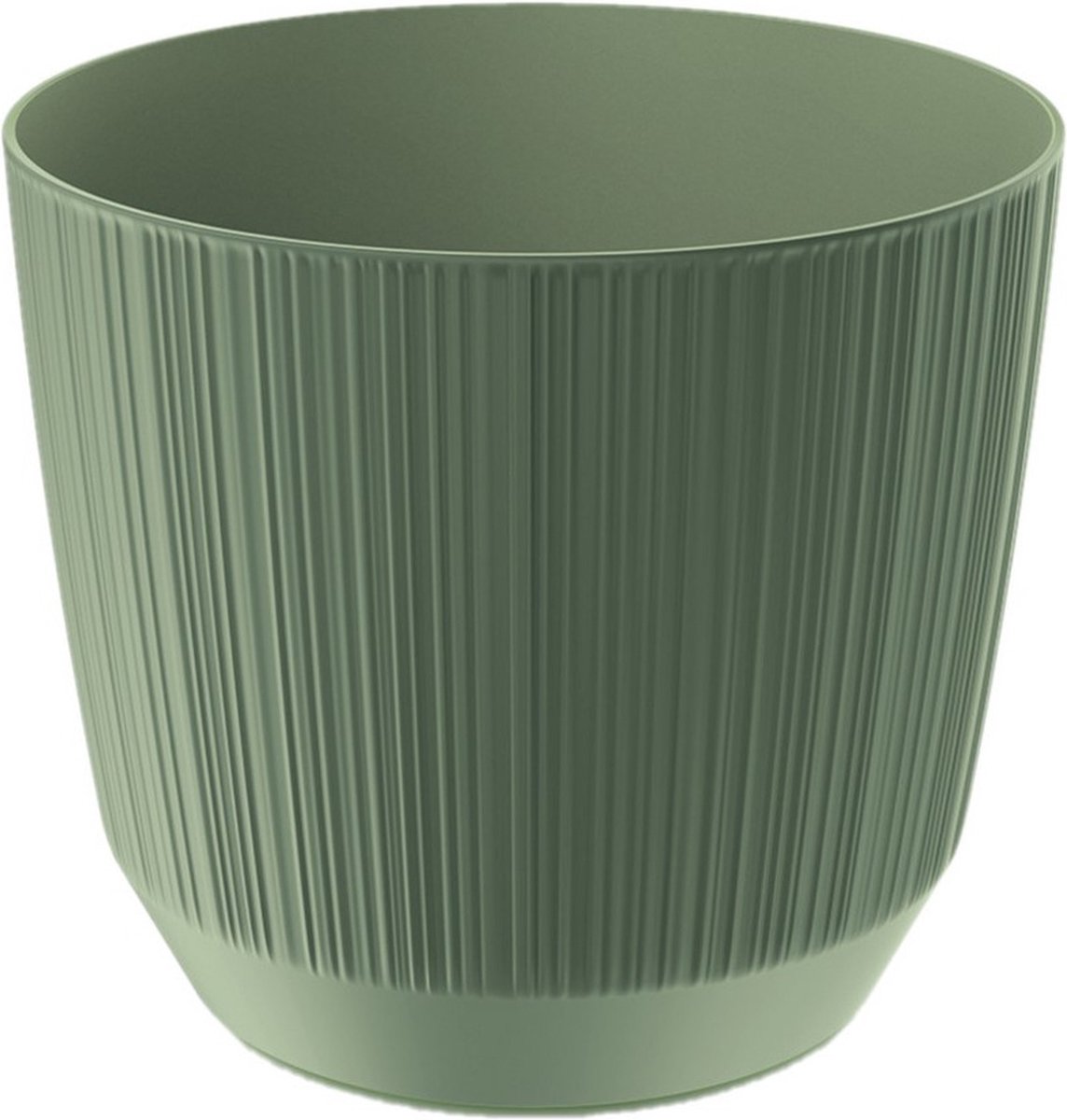 Prosperplast Plantenpot - stripe - olijfgroen - kunststof - D20xH17 cm - voor binnen/buiten