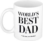 Worlds best dad cadeau koffiemok / theebeker - 330 ml - wit - Cadeau mok / Vaderdag