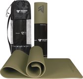 Bol.com Yoga mat - Fitness mat olijfgroen - Sport mat - Yogamat anti slip & eco - Extra Dik - Duurzaam TPE materiaal - Incl Draa... aanbieding