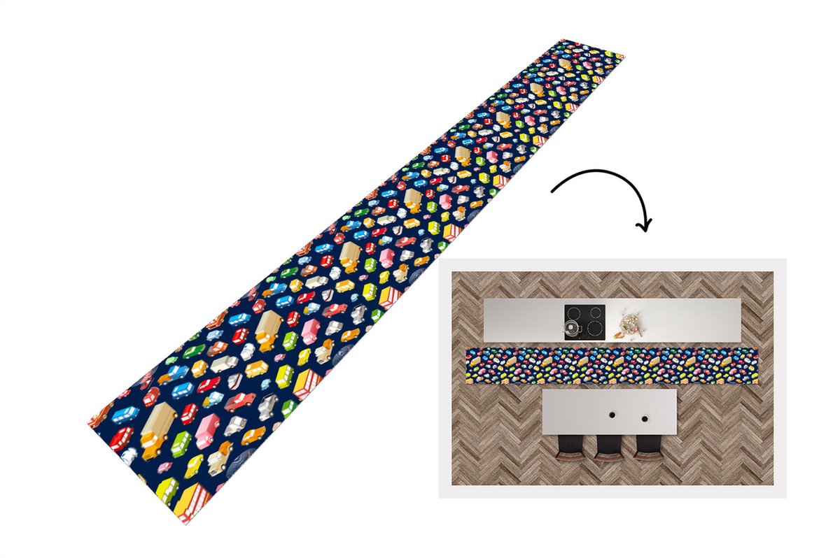 KitchenYeah Keukenloper - Keukenmat - Patroon - Auto - Verkeer - Keuken vloerkleed multicolor, foto 2