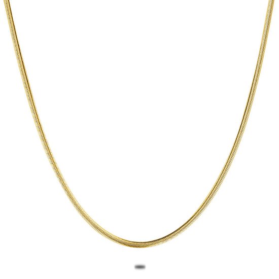 Twice As Nice Halsketting in goudkleurig edelstaal, platte slang ketting, 4 mm 40 cm+5 cm