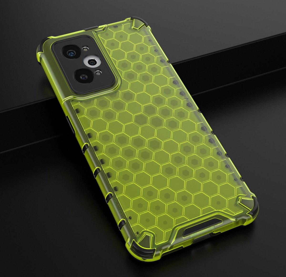 Mobigear Hoesje geschikt voor Realme GT Neo2 Telefoonhoesje Hardcase | Mobigear Honeycomb Backcover Shockproof | Schokbestendig GT Neo2 Telefoonhoesje | Anti Shock Proof - Groen